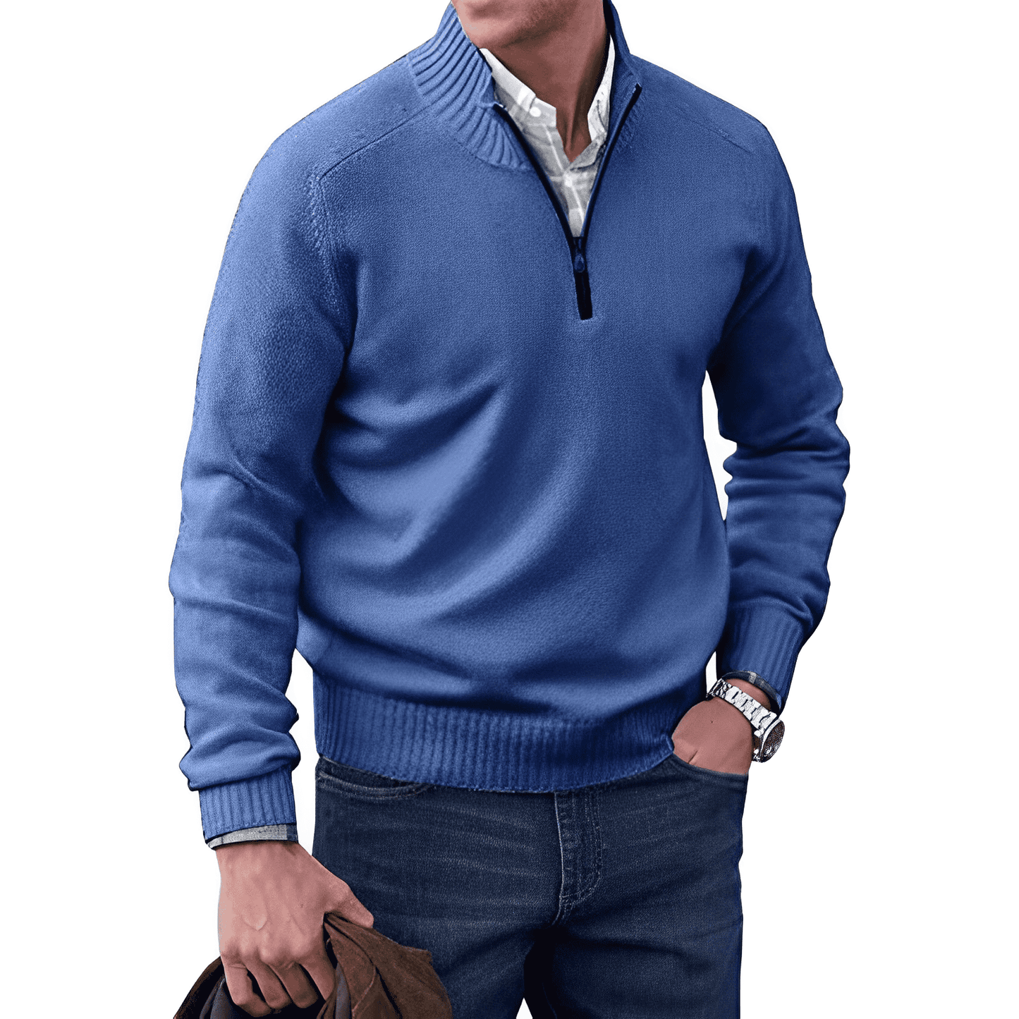 Men's Thermal Quarter Zip Fleece Sweater