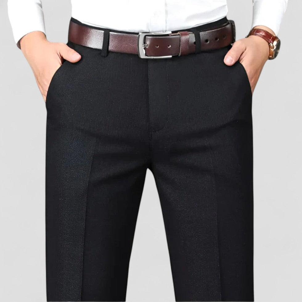 Men's Cotton Blend Formal Business Straight Leg Trousers