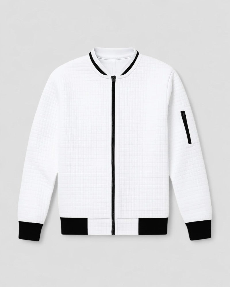 Men's Cotton Blend Zip Up Quilted Lightweight Cardigan