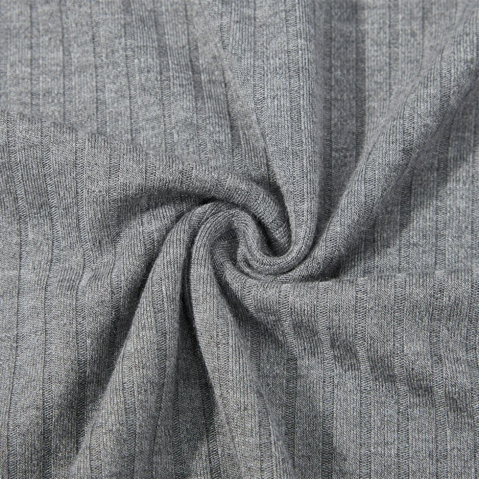 Men's Cotton Long Sleeve Polo Shirt Slim Fit V-Neck Ribbed Top