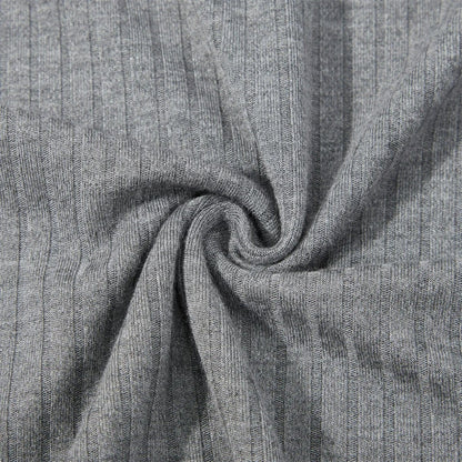 Men's Cotton Long Sleeve Polo Shirt Slim Fit V-Neck Ribbed Top