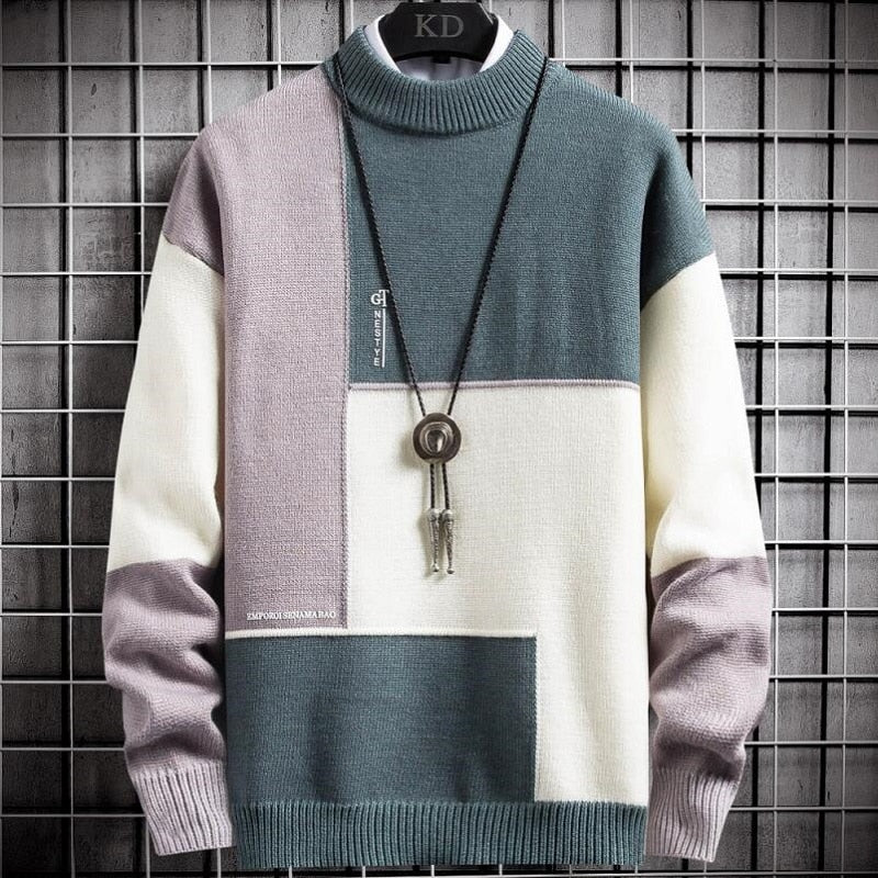 Men's Multicolor Crew Neck Sweater - BritishElegance