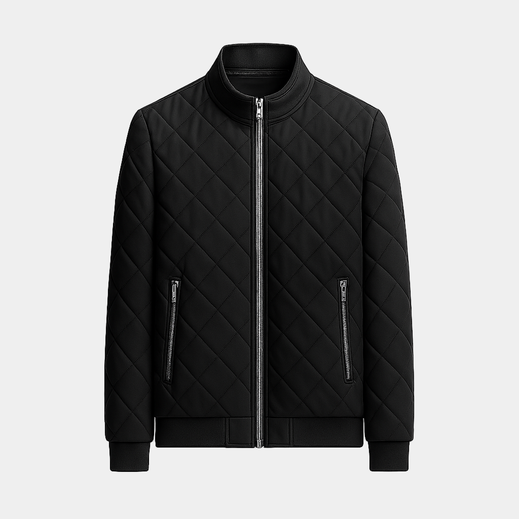 Slim Fit Quilted Bomber Jacket - Warm Lightweight Design - BritishElegance