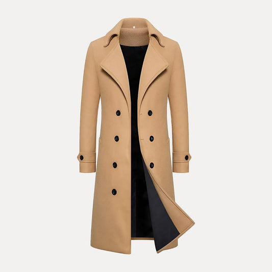 Men’s Classic Double-Breasted Wool Trench Coat