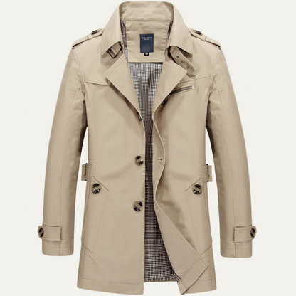 Men’s Classic Trench Coat with Patterned Lining