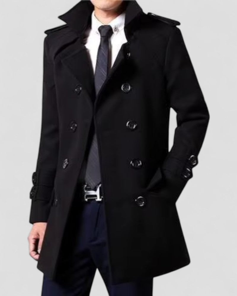 Men’s Elegant High-Collar Overcoat