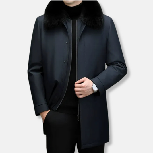 Men’s Faux Fur Trimmed Zip Car Coat