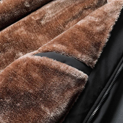Men’s Fur-Lined Stand Collar Bomber Jacket