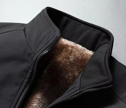 Men’s Fur-Lined Stand Collar Bomber Jacket