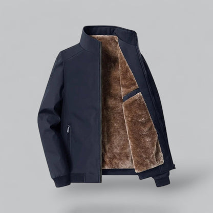 Men’s Fur-Lined Stand Collar Bomber Jacket