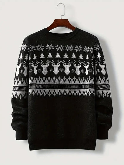Men’s Fair Isle Reindeer Winter Knit Sweater