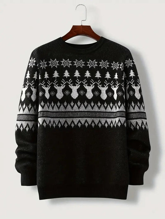 Men’s Fair Isle Reindeer Winter Knit Sweater