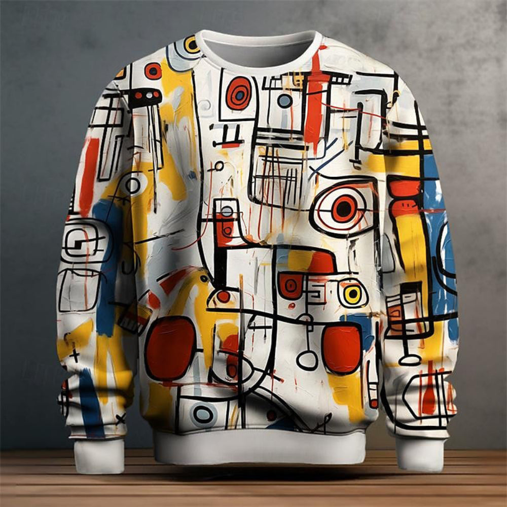 Men's Graphic Pattern Crew Neck Sweater - BritishElegance