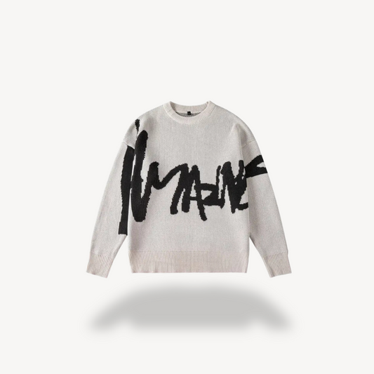 Men’s Oversized Graffiti Knit Sweater