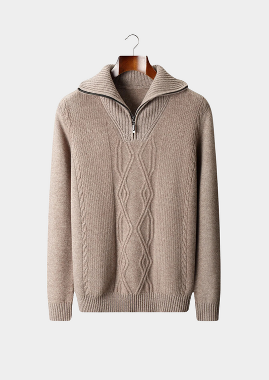 Men’s Quarter-Zip Cable Knit Sweater