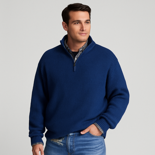 Men’s Ribbed Stand Collar Sweater