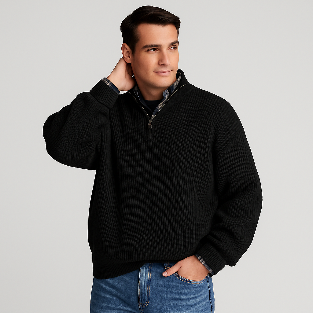 Men’s Ribbed Stand Collar Sweater
