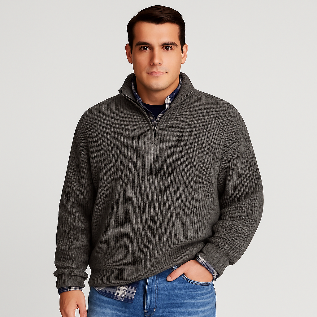 Men’s Ribbed Stand Collar Sweater
