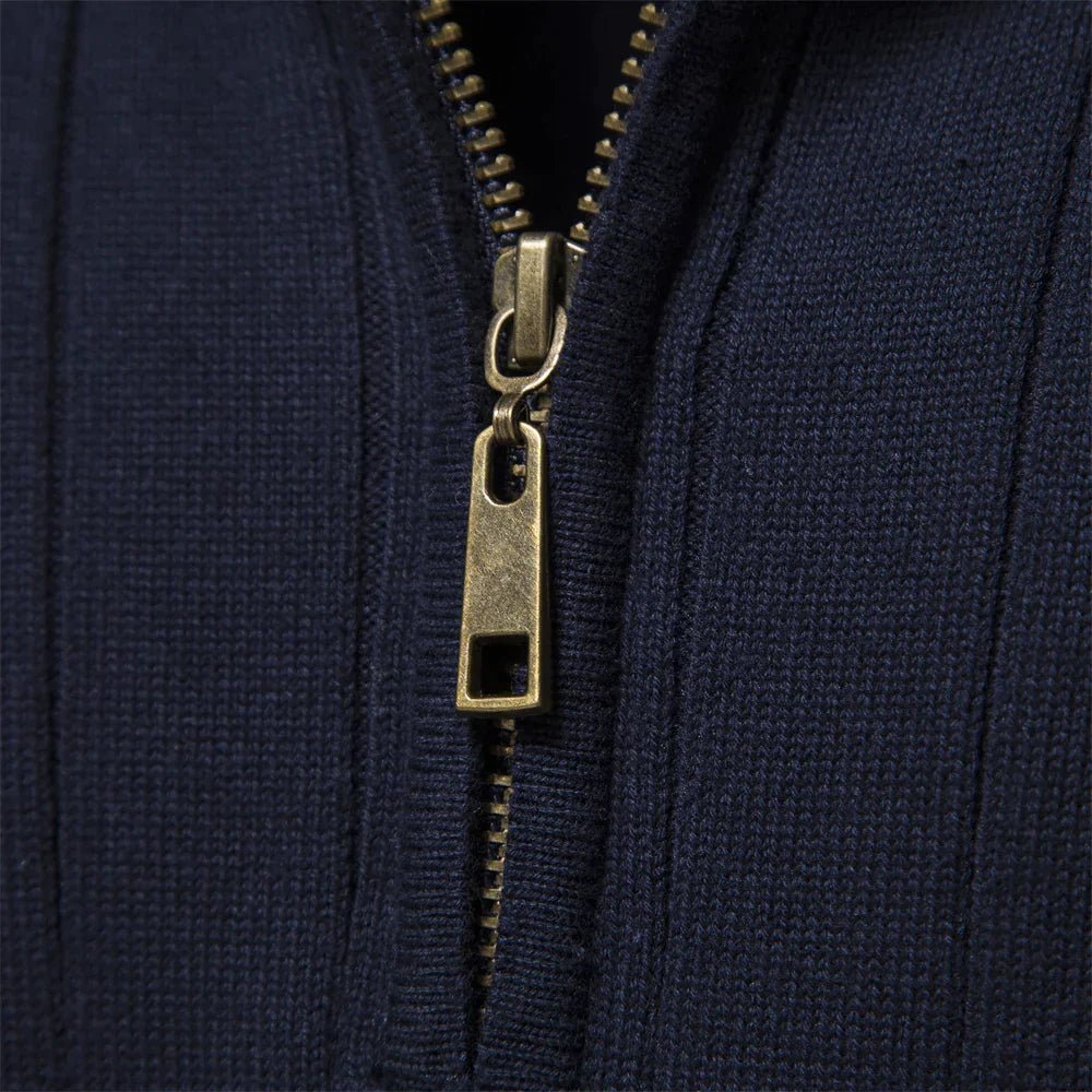 Men’s Ribbed Quarter Zip Collar Sweater