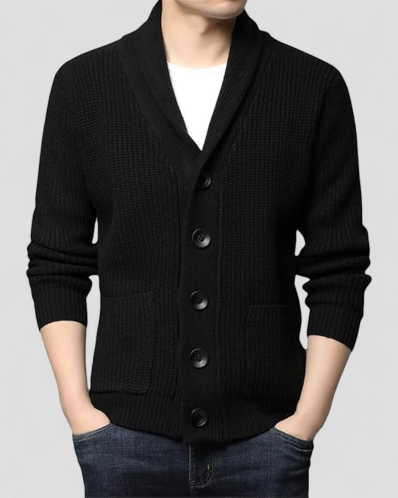 Men's Heavy Wool Shawl Collar Knit Cardigan