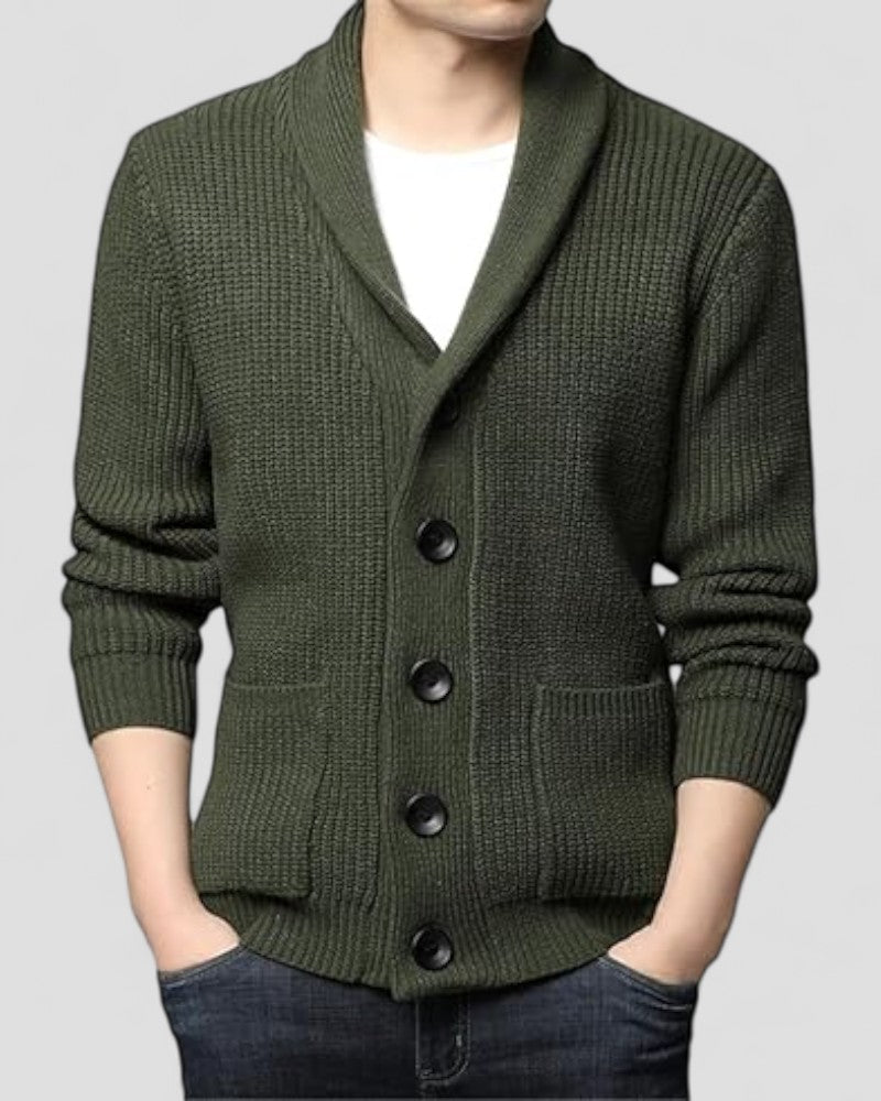 Men's Heavy Wool Shawl Collar Knit Cardigan