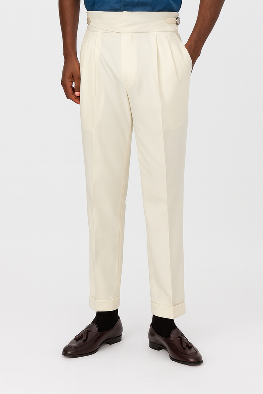 Men’s High-Waist Pleated Tailored Trousers