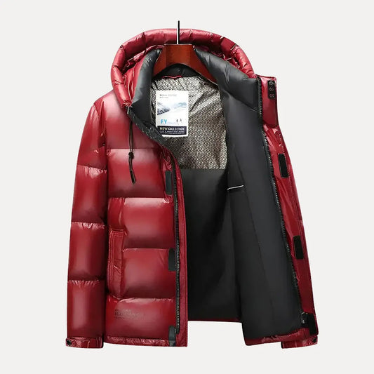 Men’s Glossy Hooded Insulated Puffer Jacket