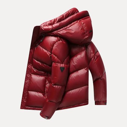 Men’s Glossy Hooded Insulated Puffer Jacket