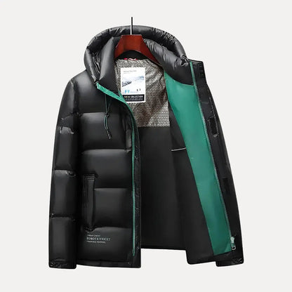 Men’s Glossy Hooded Insulated Puffer Jacket