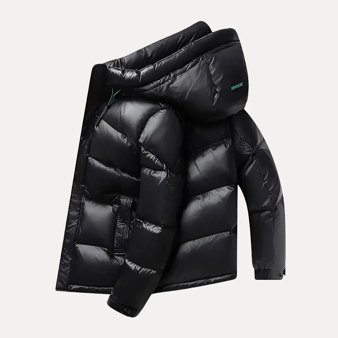 Men’s Glossy Hooded Insulated Puffer Jacket