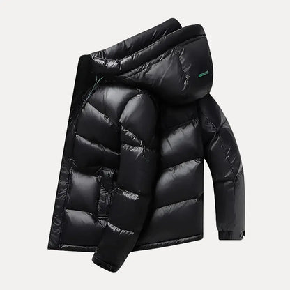 Men’s Glossy Hooded Insulated Puffer Jacket