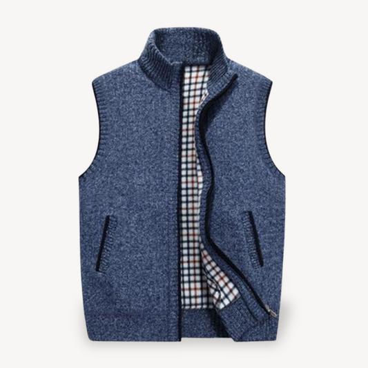 Men's Knit Vest with Checkered Lining