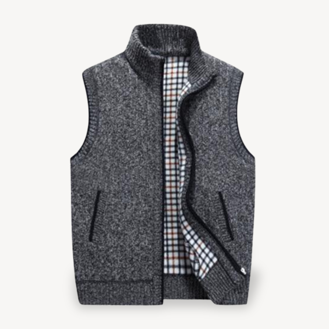 Men's Knit Vest with Checkered Lining