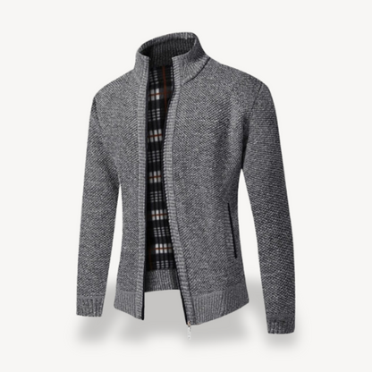 Men's Knitted Fleece Lined Zip Cardigan Sweater