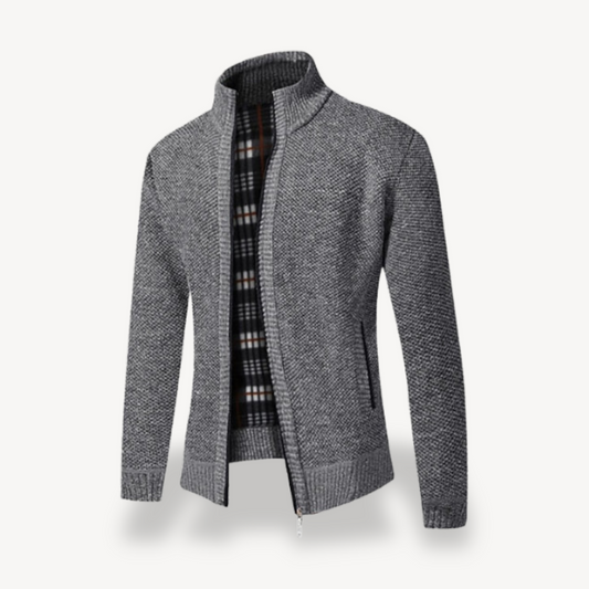 Men's Knitted Fleece Lined Zip Cardigan Sweater