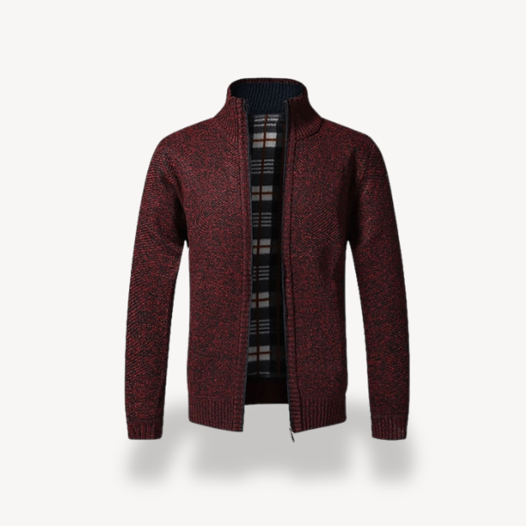 Men's Knitted Fleece Lined Zip Cardigan Sweater