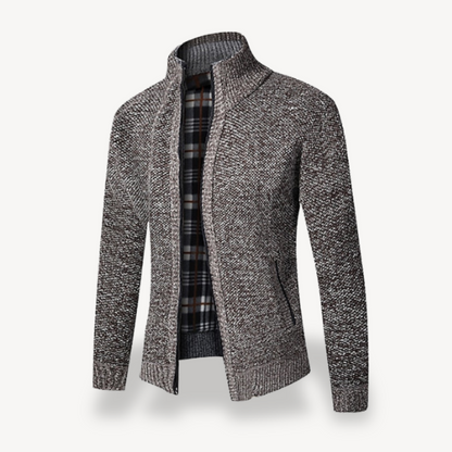 Men's Knitted Fleece Lined Zip Cardigan Sweater