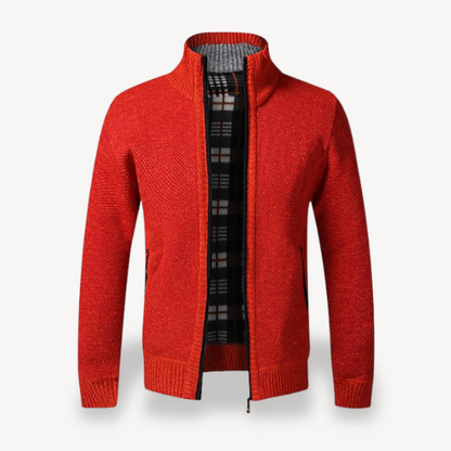 Men's Knitted Fleece Lined Zip Cardigan Sweater