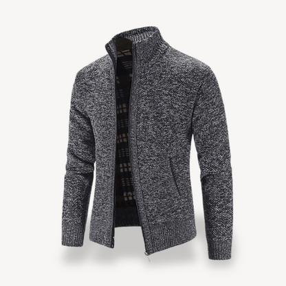 Men's Knitted Fleece Lined Zip Cardigan Sweater