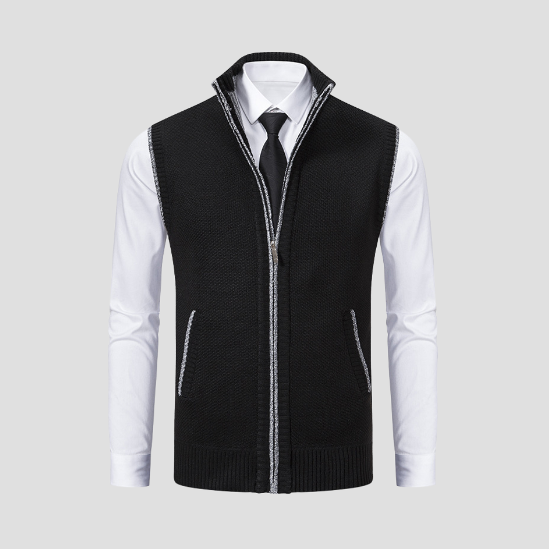 Men’s Textured Full-Zip Sweater Vest