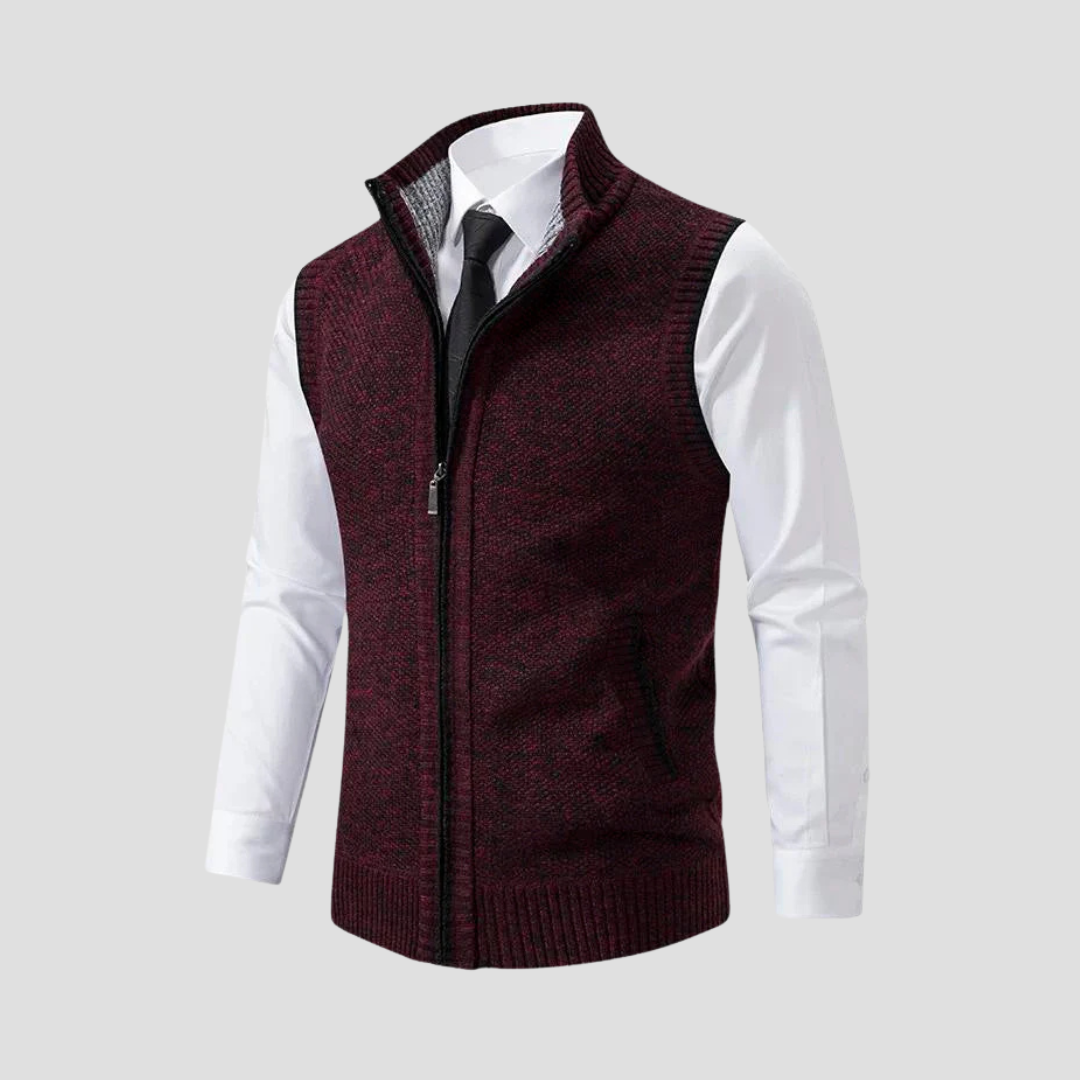 Men’s Textured Full-Zip Sweater Vest