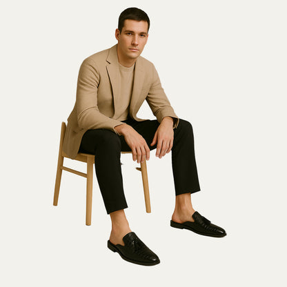 Men’s Slip-On Mule with Crocodile Texture