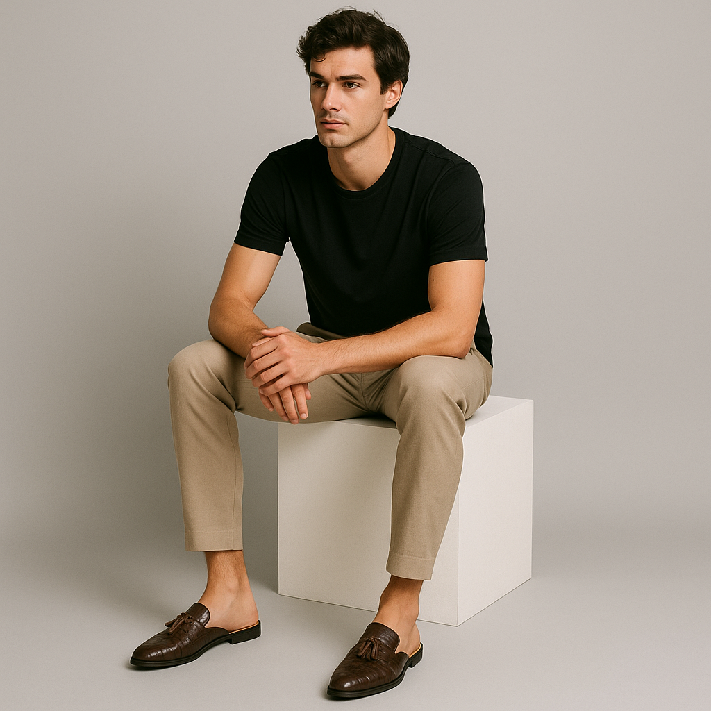 Men’s Slip-On Mule with Crocodile Texture