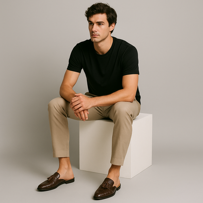 Men’s Slip-On Mule with Crocodile Texture