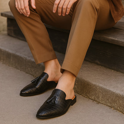 Men’s Slip-On Mule with Crocodile Texture