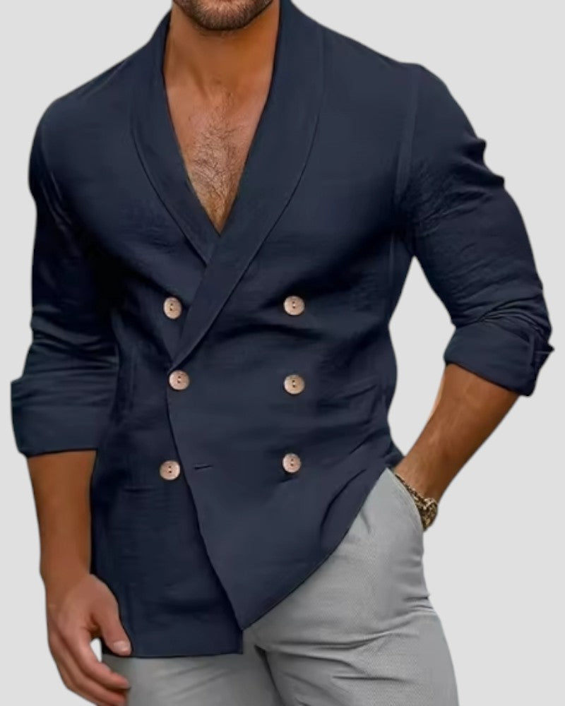 Men’s Relaxed Double-Breasted Shirt