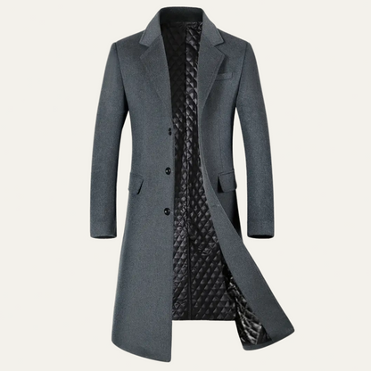 Men’s Quilted Lined Long Overcoat