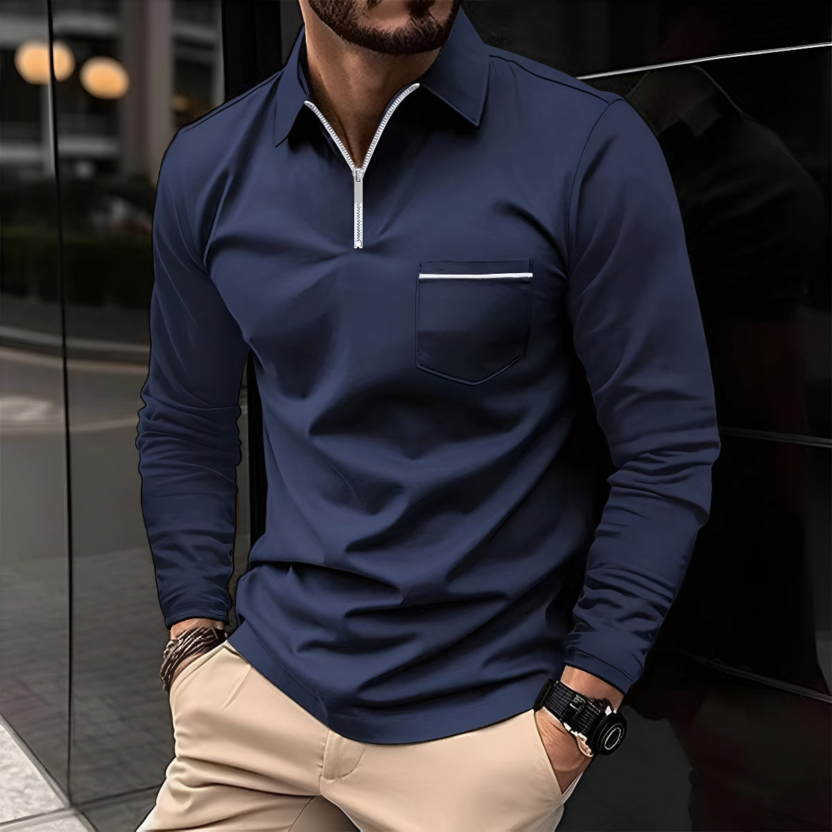 Classic Fit Polo Shirt with Pocket - BritishElegance