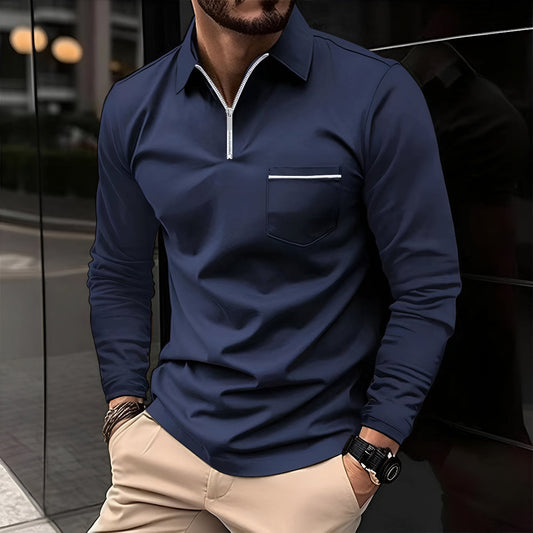 Classic Fit Polo Shirt with Pocket - BritishElegance