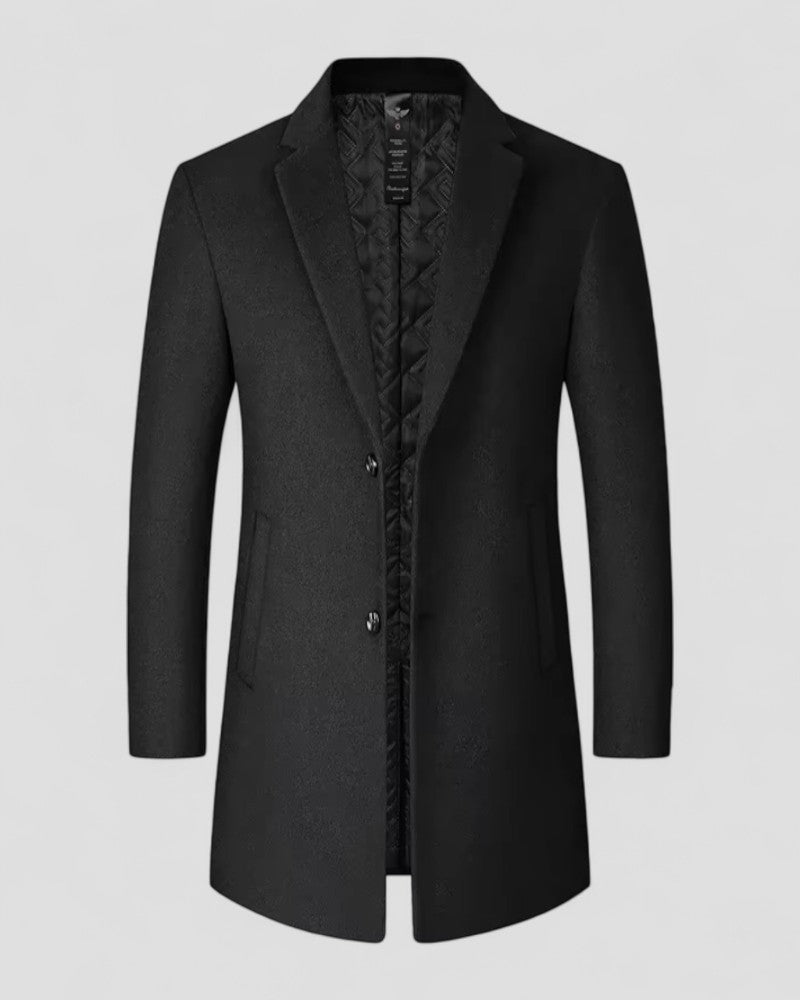 Men’s Tailored Quilted-Lining Two-Button Overcoat